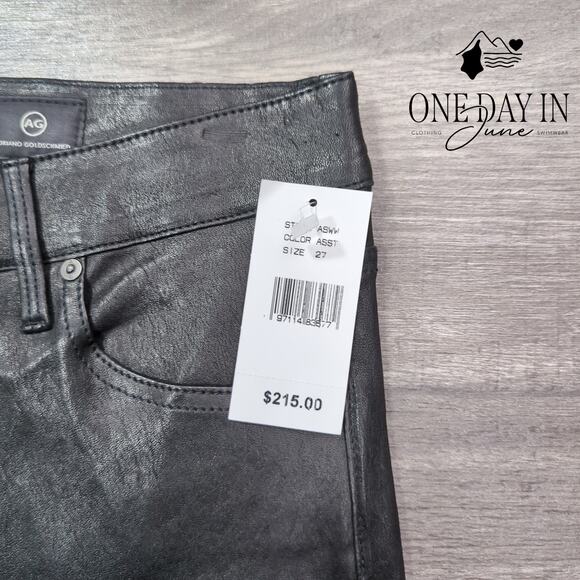 Adriano Goldschmied The Farrah Skinny Faux Leather High Rise Jeans Size 27 (4) - Picture 2 of 6